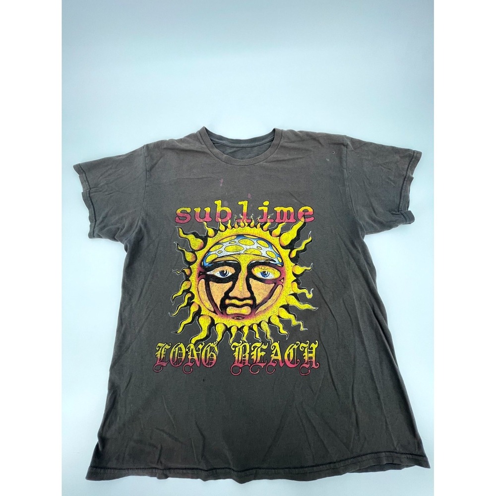 Sublime Long Beach Tee Shirt Mens Medium Gray Sun Graphic‎ Print Band Casual